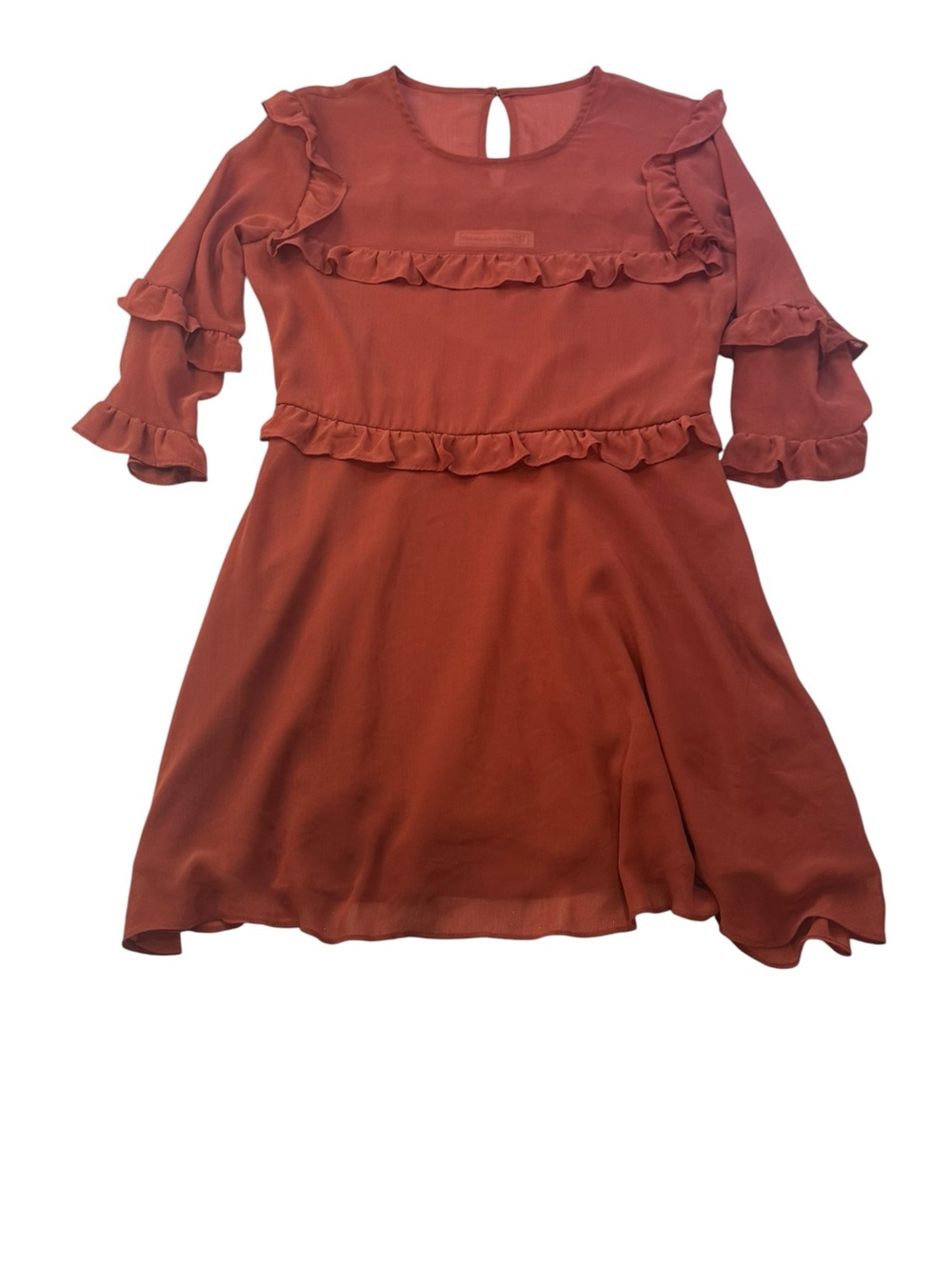 Abercrombie & Fitch Ruffle Detail Mini Dress Terracotta Size Medium Petite